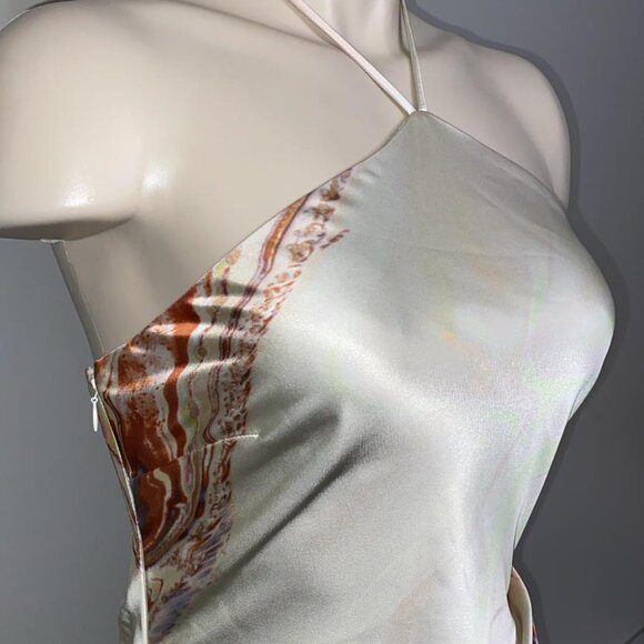 JONATHAN SIMKHAI Hansel halter neck ruched print satin dress - Picture 12 of 13